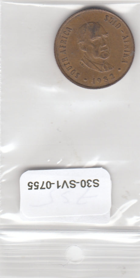 S30-SV1-0755 South Africa 2 Cents VF 1982 KM110   South-Suid Balthazar J. Vorster