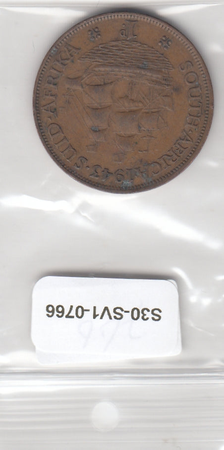 S30-SV1-0766 South Africa 1 Penny VF 1943 KM25