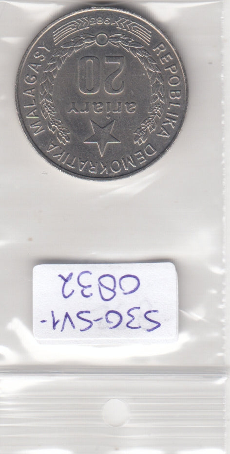 S30-SV1-0832 Madagascar 20 Ariary UNC 1983 KM14b