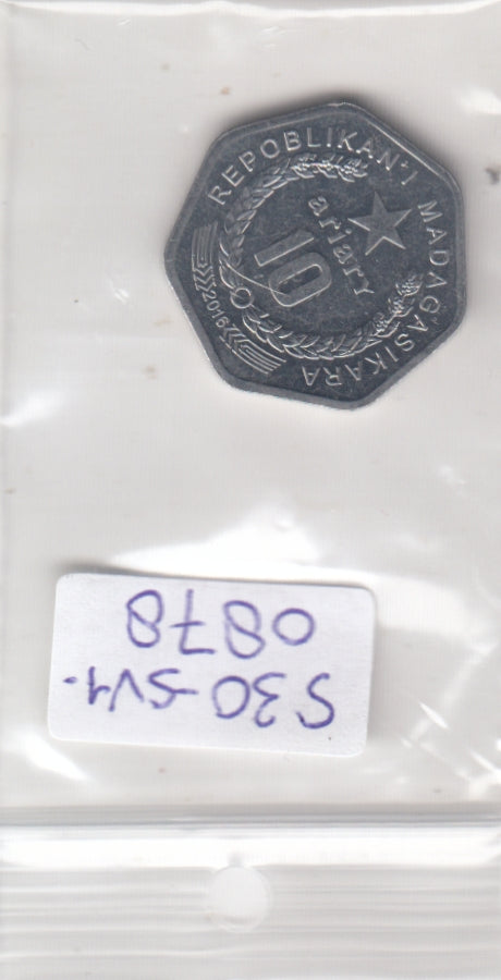 S30-SV1-0878 Madagascar 10 Ariary AU 2016 KM31