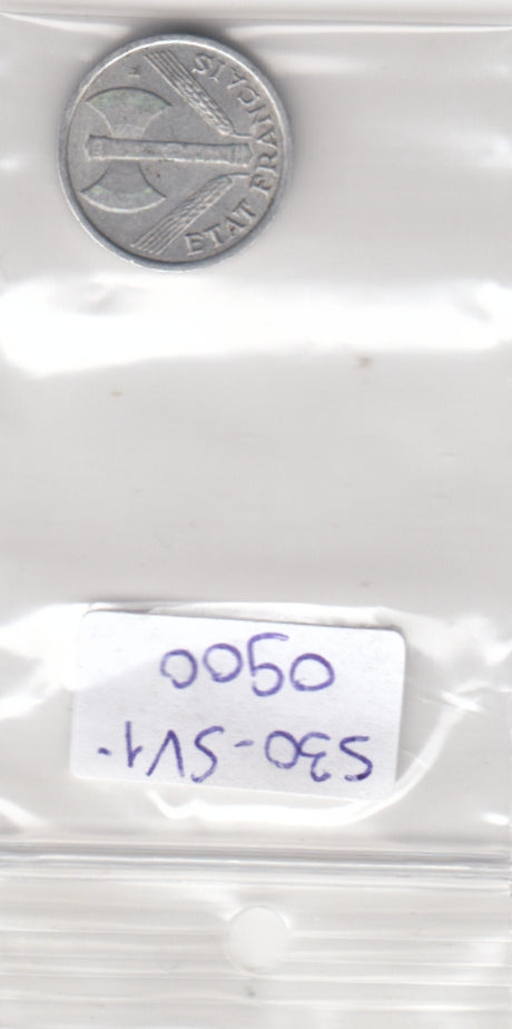 S30-SV1-0900 France 50 Centimes  VF+ 1942 KM914.1   Heavy type