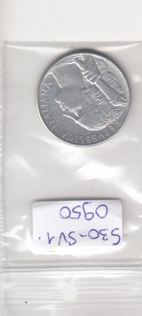 S30-SV1-0950 Italy 5 Lire XF 1950 KM89