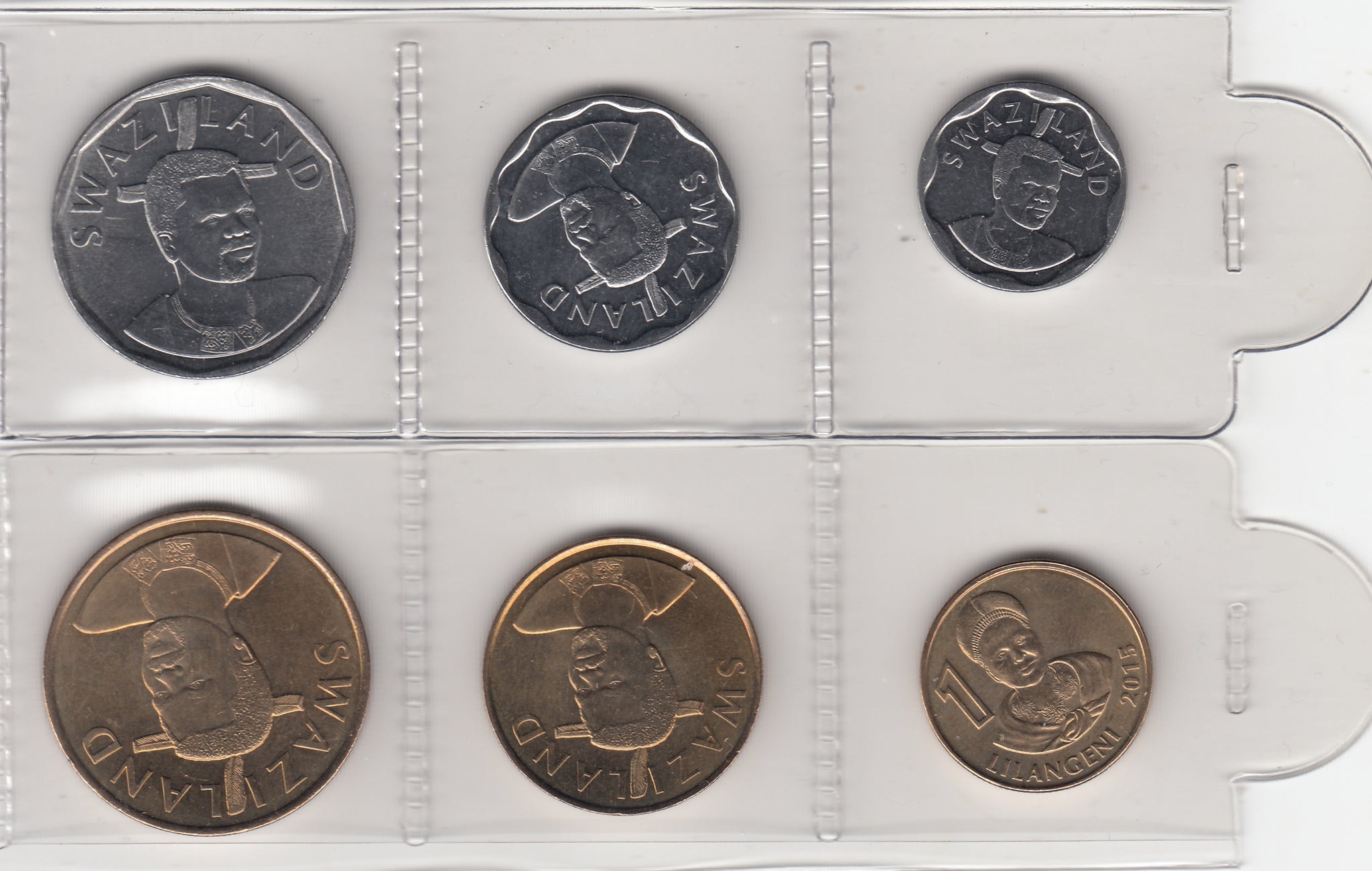 S30-SV1-1002-M02 Eswatini Set 6 Munten 2015 UNC       S30-SVI-795|797|799|801|802|904|
