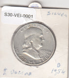 S30-VEI-0001 United States 1/2 Dollar VF 1954 KM199 D Benjamin Franklin Zilver