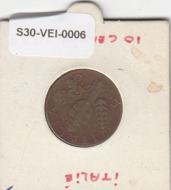 S30-VEI-0006 Italy 10 Centesimi VF 1938 KM74