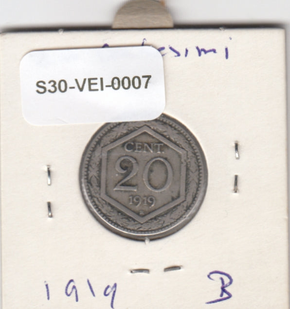 S30-VEI-0007 Italy 20 Centesimi VF 1919 KM58