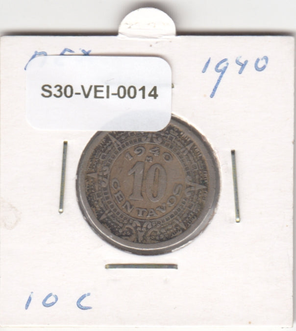 S30-VEI-0014 Mexico 10 Centavos VF 1940 KM432