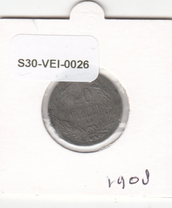 S30-VEI-0026 Hungary 20 Filler FI- 1908 KM483