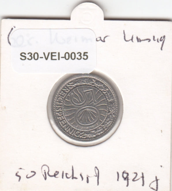 S30-VEI-0035 Germany 50 Pfennig AU 1927 KM49 J