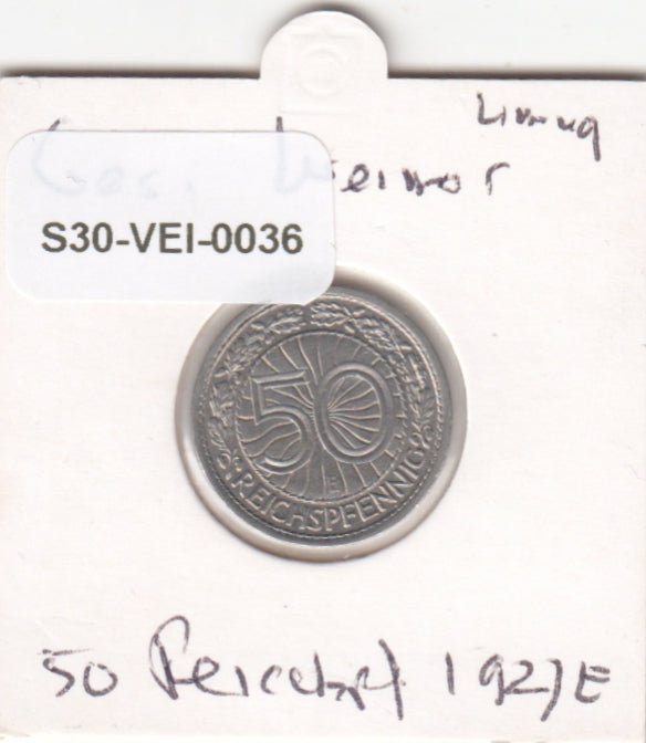 S30-VEI-0036 Germany 50 Pfennig AU 1927 KM49 E
