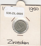 S30-ZIL-0005 Sweden 10 Ore VF 1950 KM813 G zilver