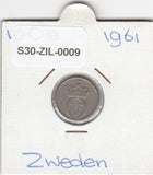 S30-ZIL-0009 Sweden 10 Ore VF 1961 KM823 TS zilver