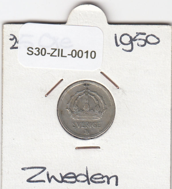 S30-ZIL-0010 Sweden 25 Ore VF 1950 KM816 TS LARGE TS