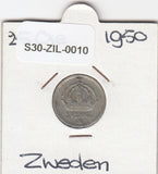 S30-ZIL-0010 Sweden 25 Ore VF 1950 KM816 TS LARGE TS