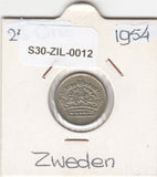 S30-ZIL-0012 Sweden 25 Ore VF 1954 KM824   zilver