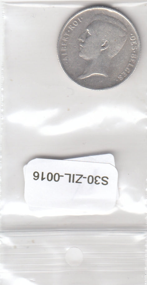 S30-ZIL-0016 België 1 Frank FI/VF 1912 KM72 Waals zilver