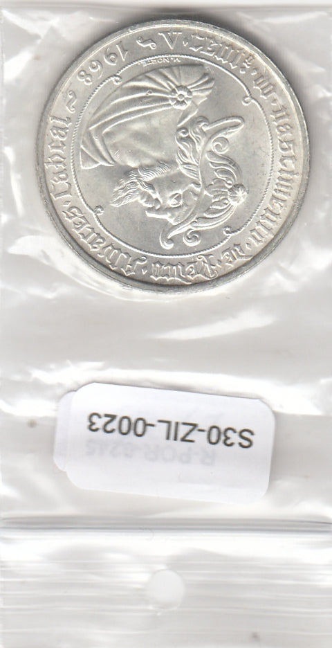 S30-ZIL-0023 Portugal 50 Escudos UNC 1968 KM593 Pedro Alvares Cabral zilver