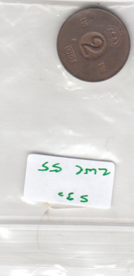 S30-ZWE-0055 Sweden 2 Ore VF 1953 KM821