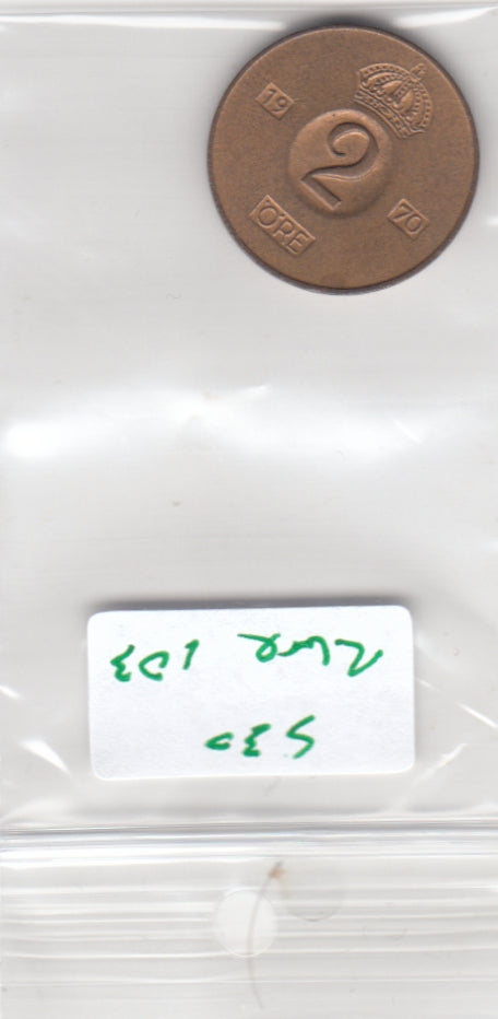 S30-ZWE-0103 Sweden 2 Ore AU 1970 KM821