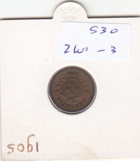 S30-ZWI-0003 Switzerland 1 Rappen  VF/XF 1905 KM3