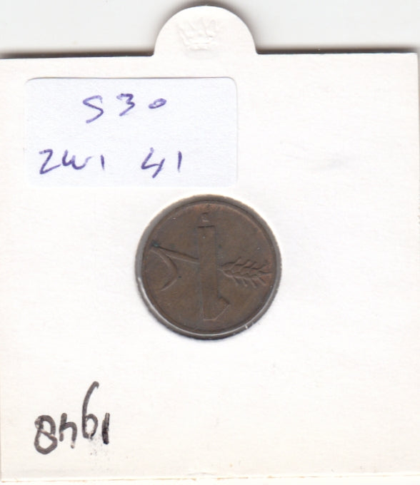 S30-ZWI-0041 Switzerland 1 Rappen  VF+ 1948 KM46