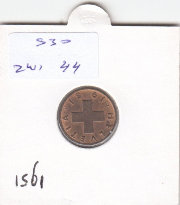 S30-ZWI-0044 Switzerland 1 Rappen  XF 1951 KM46