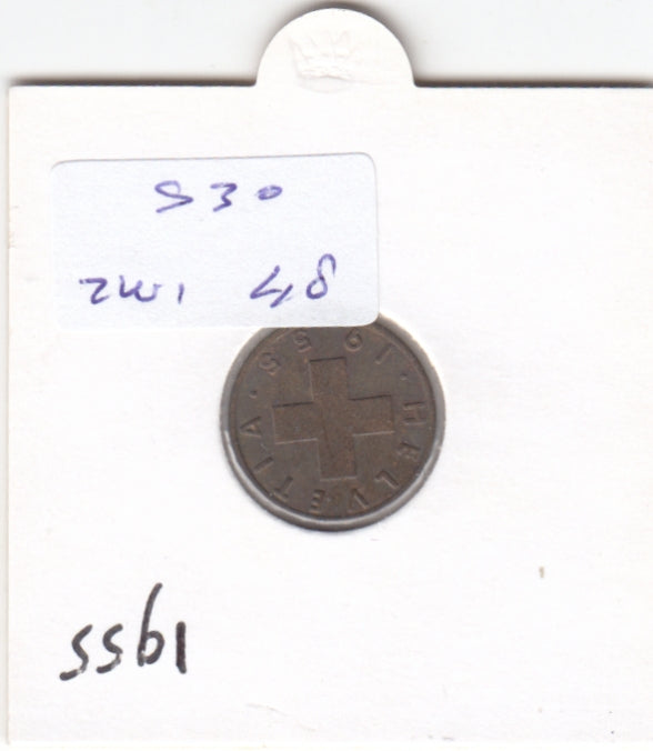 S30-ZWI-0048 Switzerland 1 Rappen  VF/XF 1955 KM46