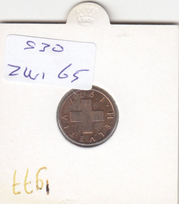 S30-ZWI-0065 Switzerland 1 Rappen  XF 1977 KM46