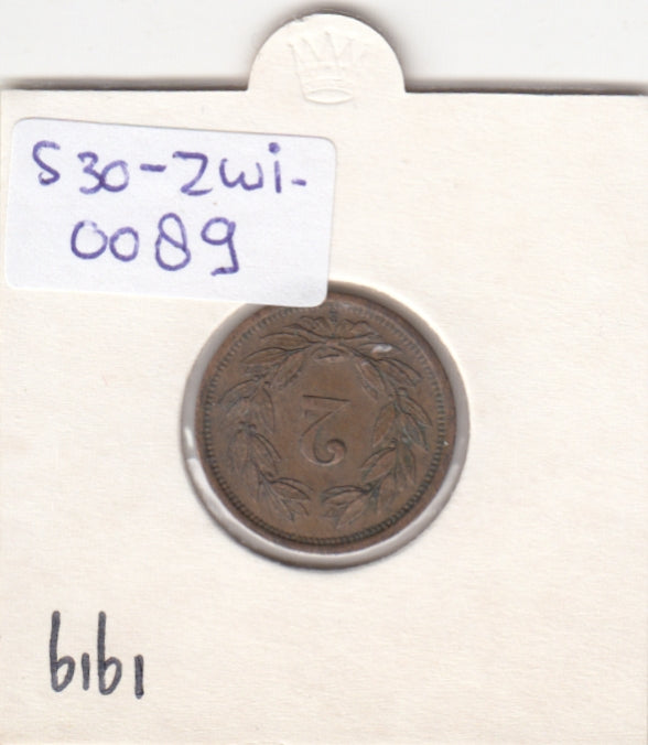 S30-ZWI-0089 Switzerland 2 Rappen VF/XF 1919 KM4.2
