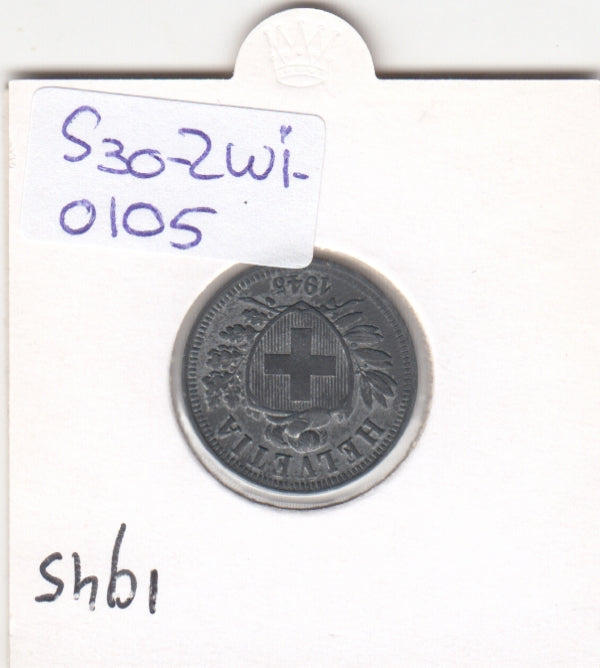 S30-ZWI-0105 Switzerland 2 Rappen VF/XF 1945 KM42b