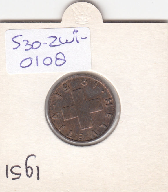 S30-ZWI-0108 Switzerland 2 Rappen XF 1951 KM47
