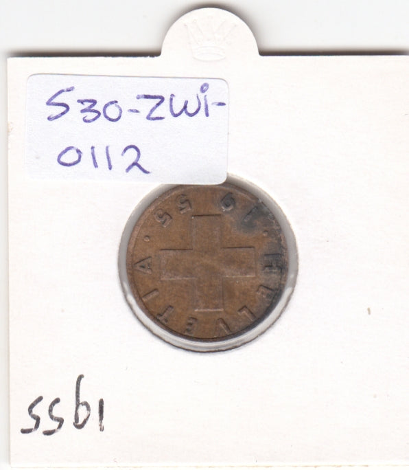 S30-ZWI-0112 Switzerland 2 Rappen VF 1955 KM47