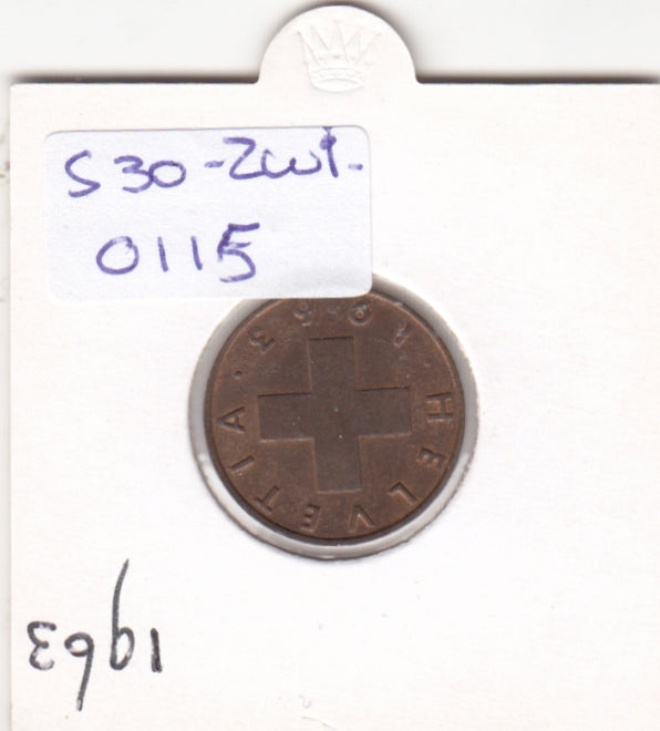 S30-ZWI-0115 Switzerland 2 Rappen AU 1963 KM47