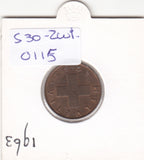 S30-ZWI-0115 Switzerland 2 Rappen AU 1963 KM47