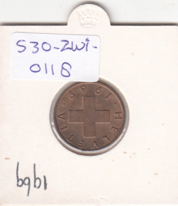 S30-ZWI-0118 Switzerland 2 Rappen UNC 1969 KM47