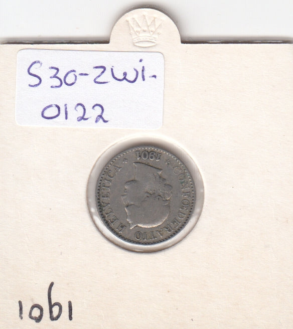 S30-ZWI-0122 Switzerland 5 Rappen VF 1901 KM# 26
