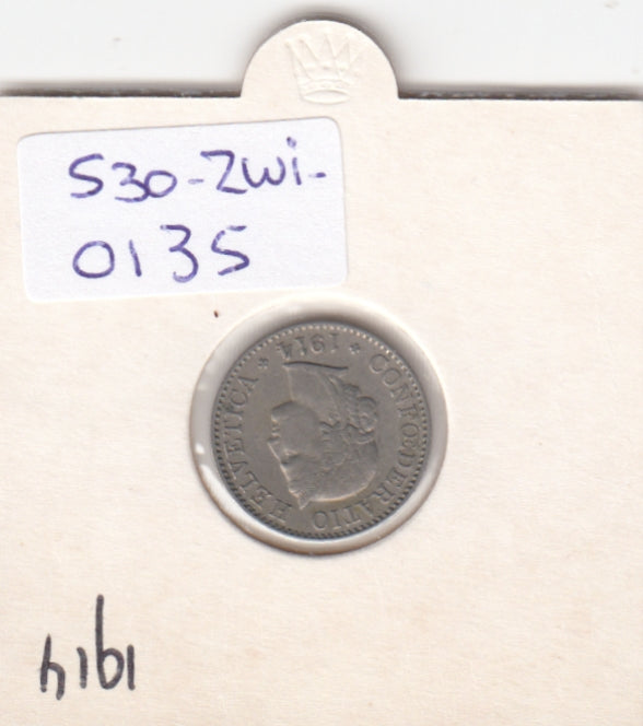 S30-ZWI-0135 Switzerland 5 Rappen VF 1914 KM# 26