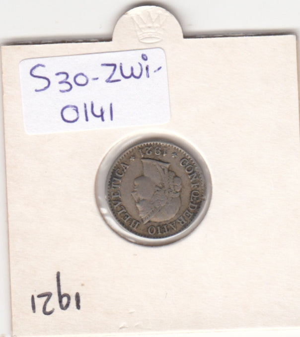 S30-ZWI-0141 Switzerland 5 Rappen VF 1921 KM# 26