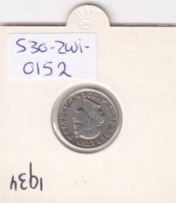 S30-ZWI-0152 Switzerland 5 Rappen VF 1934 KM# 26b