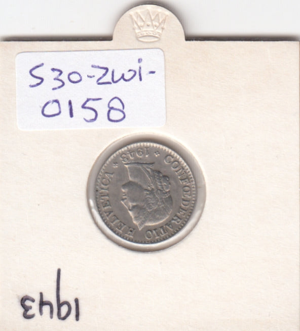 S30-ZWI-0158 Switzerland 5 Rappen VF 1943 KM# 26