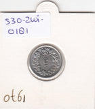 S30-ZWI-0181 Switzerland 5 Rappen UNC 1970 KM# 26