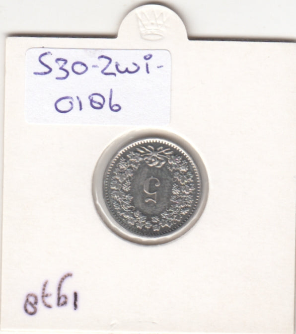 S30-ZWI-0186 Switzerland 5 Rappen UNC 1978 KM# 26