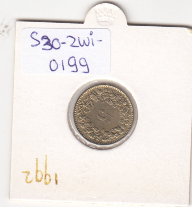 S30-ZWI-0199 Switzerland 5 Rappen XF 1992 KM# 26c