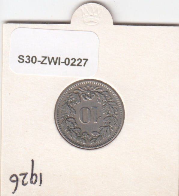 S30-ZWI-0227 Switzerland 10 Rappen VF 1926 KM# 27