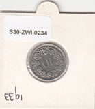 S30-ZWI-0234 Switzerland 10 Rappen VF 1933 KM# 27b