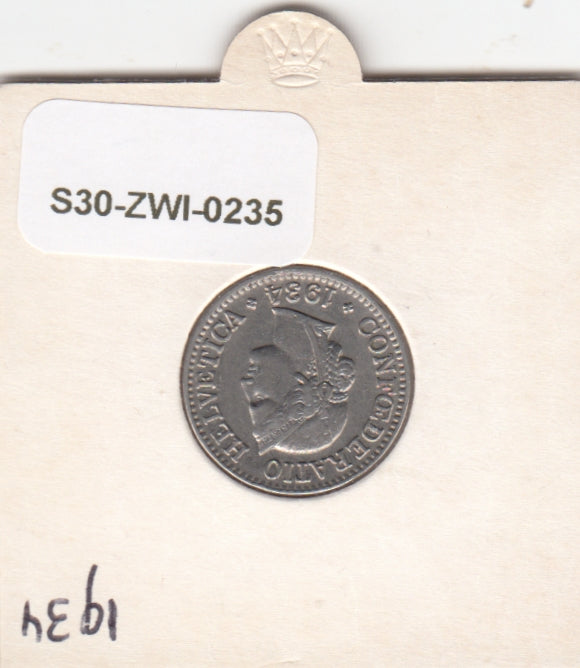 S30-ZWI-0235 Switzerland 10 Rappen VF 1934 KM# 27b