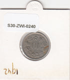 S30-ZWI-0240 Switzerland 10 Rappen VF 1942 KM# 27