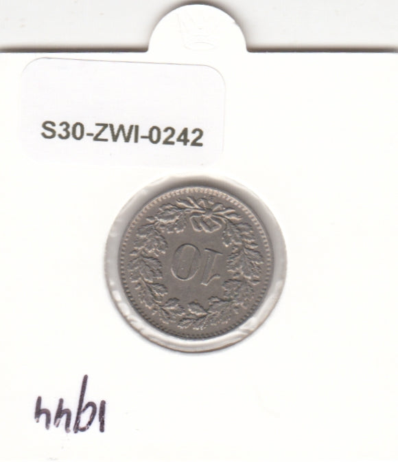 S30-ZWI-0242 Switzerland 10 Rappen VF 1944 KM# 27