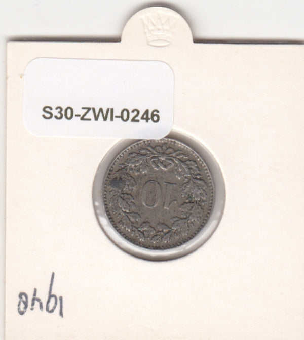 S30-ZWI-0246 Switzerland 10 Rappen VF 1948 KM# 27
