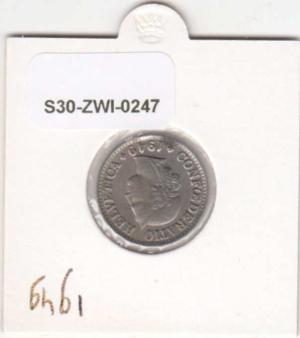S30-ZWI-0247 Switzerland 10 Rappen VF 1949 KM# 27